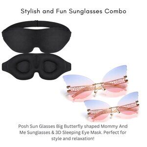Sun Glasses Big Butterfly shaped & 3D Sleeping Eye Mask Pack1 Combo Pack